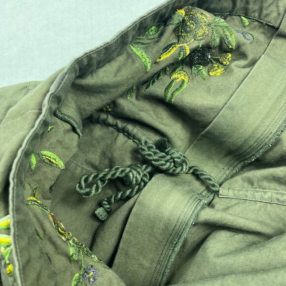 Boston Proper Zip Jacket Military Floral Embroidered Utility Green Festival XS - Picture 8 of 10